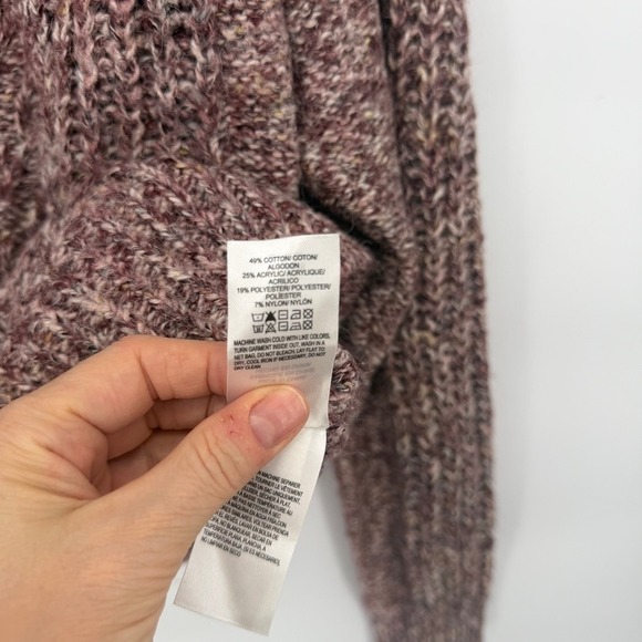 Lucky Brand Purple Marled Cable Knit Raglan Sweater Small Pink Cabin Core - Picture 7 of 8